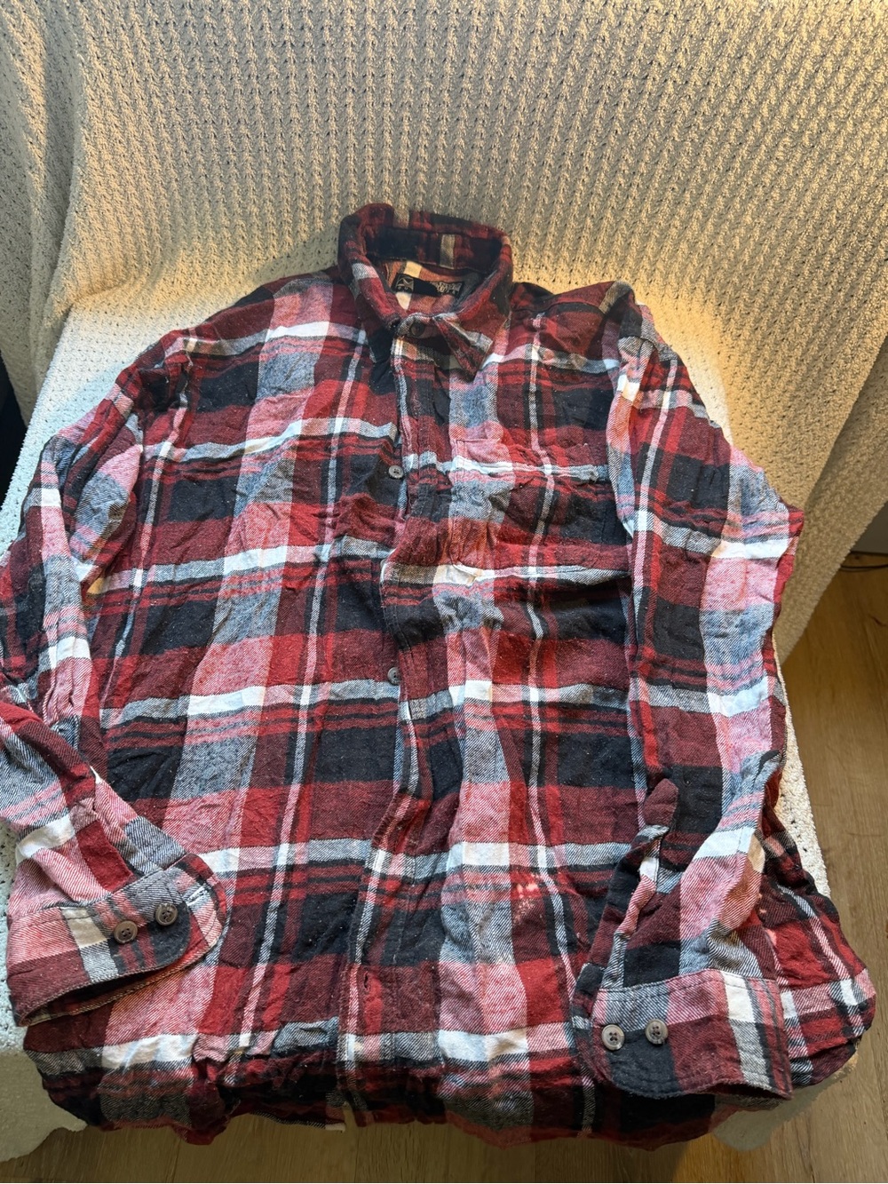 Canon Red, Black & White Plaid Button-Down Shirt